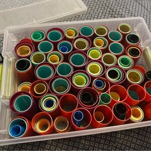 VTG Multi-Color & Sizes Barrel Nesting Curlers/Rollers Set 120+ pieces In Case